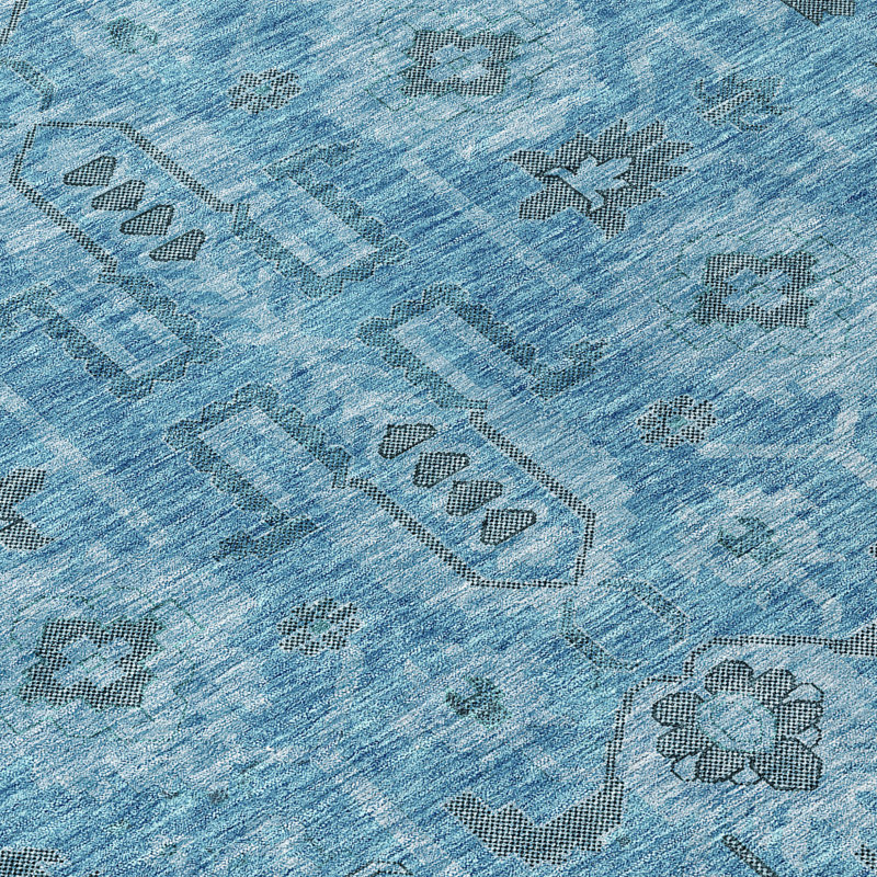 Tapis intérieur lavable extérieur bleu ciel et gris 3 pi x 5 pi