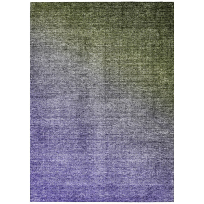 Tapis extérieur lavable antidérapant 5 pi x 8 pi vert olive et mauve