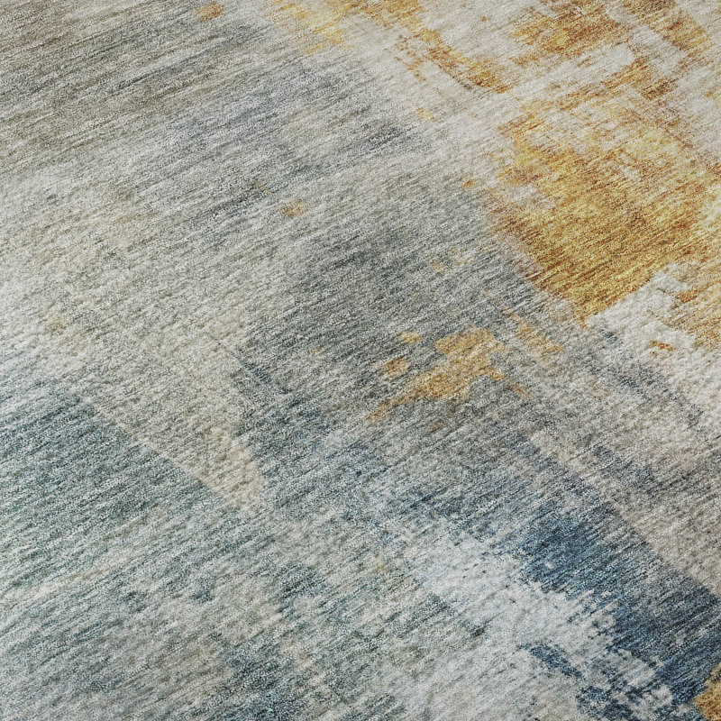 Tapis abstrait Gurubaksh AMF1160 lavable à la machine de qualité supérieure, Rectangle 9 pi x 12 pi