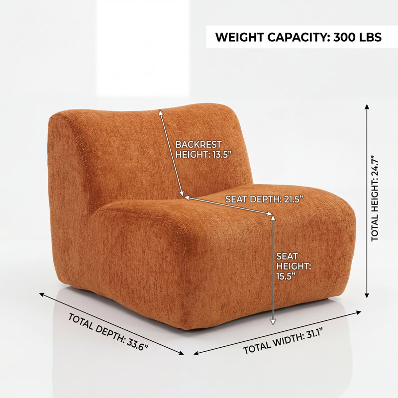Fauteuil modulaire à compression courbé Arcelle, Orange, 1