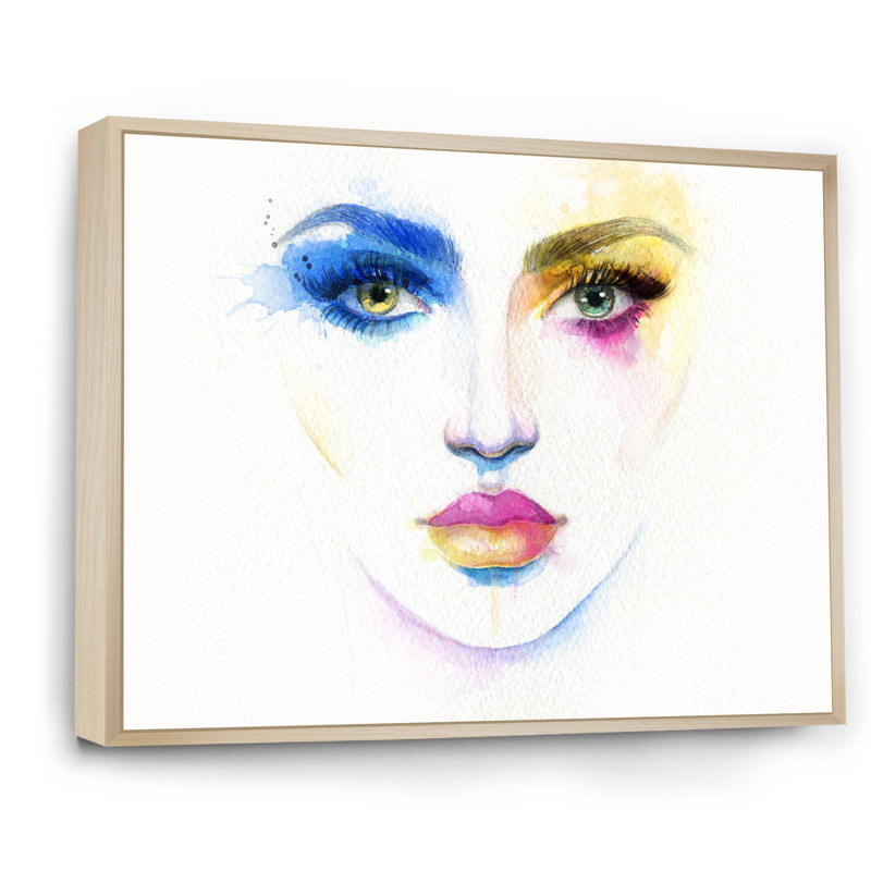«Fashion Model With Vivid Make Up», reproduction d'art sur toile encadrée, H 12 po x l 20 po x P 1 po, Cadre naturel flottant