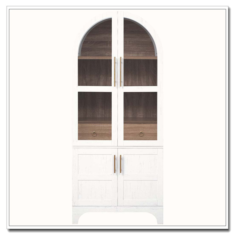 Grand garde-manger arqué 71 "avec tablettes de porte 71", Blanc