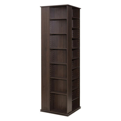 34-compartment Rotating Media Storage Cabinet, Cd Rack Tower For Dvds Books And Game Discs, Dvd Stand For Living Room Home Office Recording Room, Brown