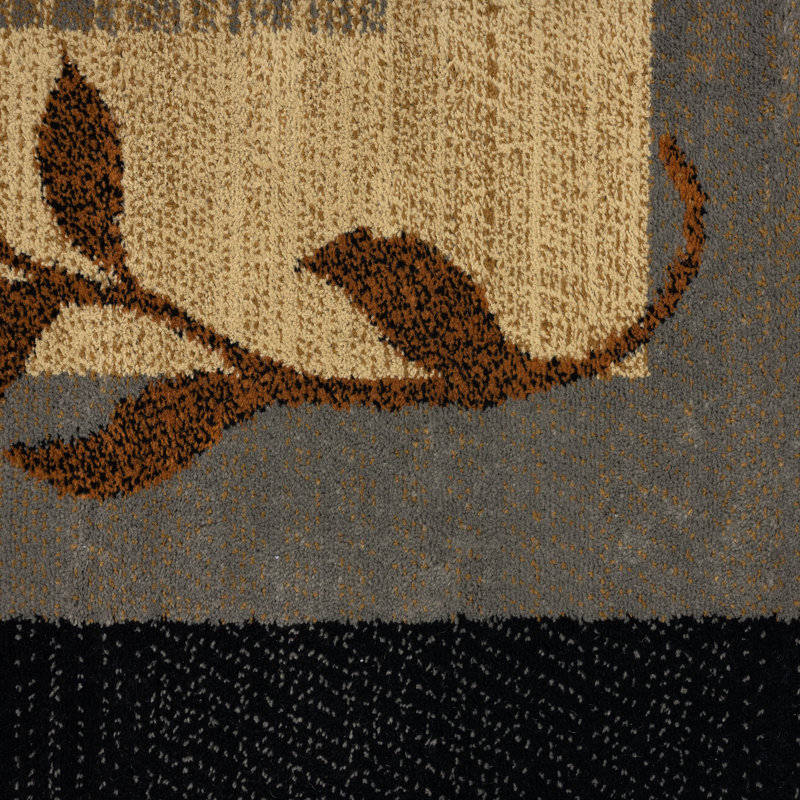 Tapis géométrique noir / brun, Tapis de couloir 1 pi 9 po x 7 pi 2 po