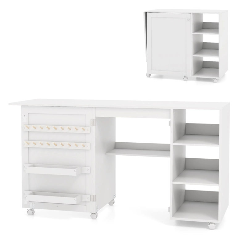 88cm x 50cm Foldable Sewing Table with Wheels