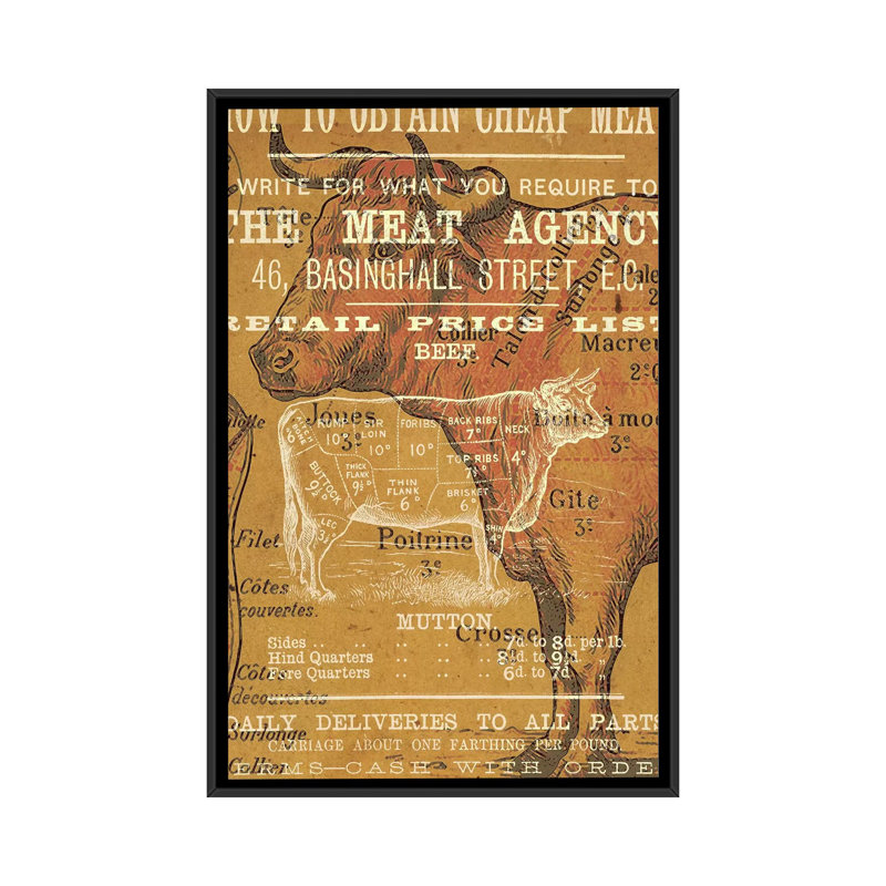 «The Meat Agence», reproduction d'impression sur toile tendue, H 26 po x l 18 po x P 1,5 po, Toile avec cadre flottant noir