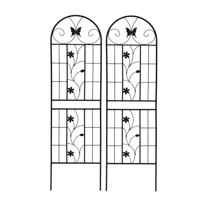 Metal Trellis 71" X 19.7", 2 Pack, Rustproof For Outdoor Ivy & Roses, Black, Simple Assembly, Long-Lasting Pack Climbing Flora, To Assemble, Tough
