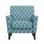 Fauteuil d'appoint avec treillis turquoise et pieds en bois massif brun foncé