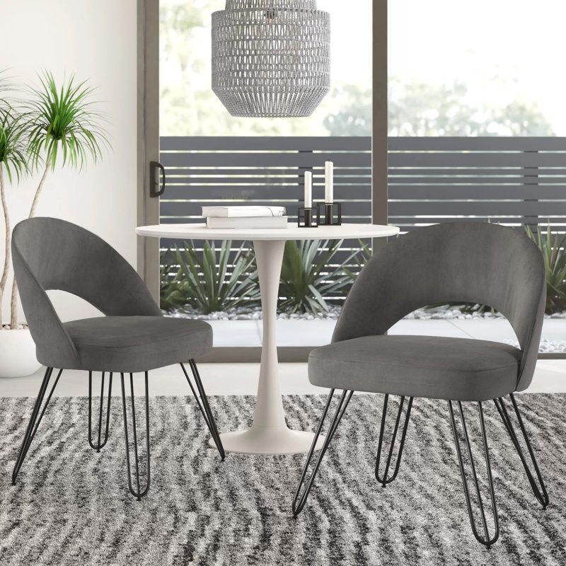 Lisbon 18'' H Velvet Upholstered Side Chair, Dark Gray