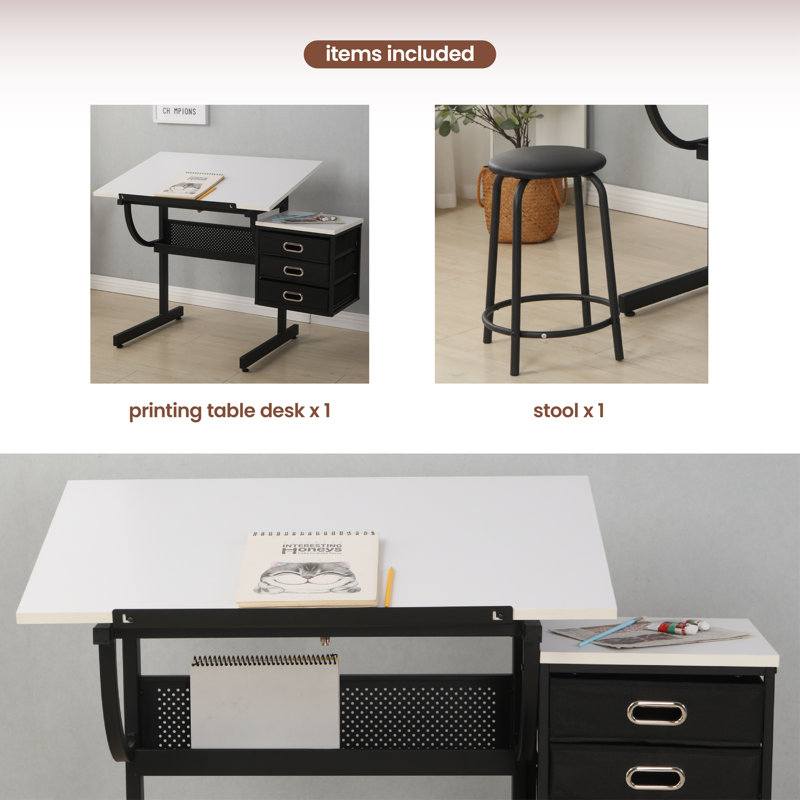 Larwa Adjustable Metal Base Drafting Table