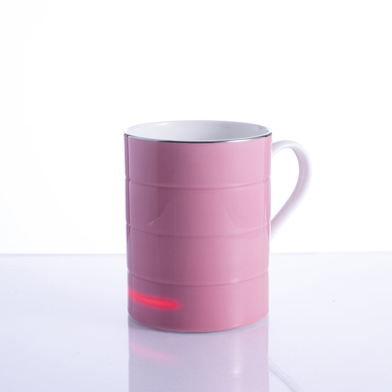 Glowstone Smart Mug – Self-Heating Fine Bone China Coffee & Tea Cup, 12 Oz, Pink
