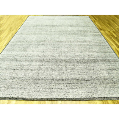 12'2"x15' Gray & Black Hand Knotted Oxidized Grass Design Oversized Rug B6AC667152B147B09958D49FDEF975D0