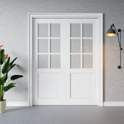 Porte coulissante en verre givré 6-Lite