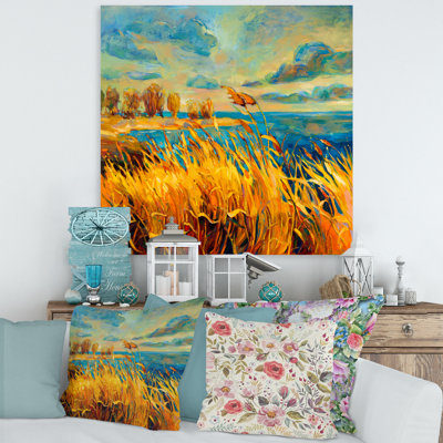 " Vibrant Sunset Over Lake " Painting Print