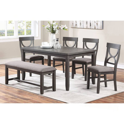 Dasher 6 Piece Wood Dining Set, Grey
