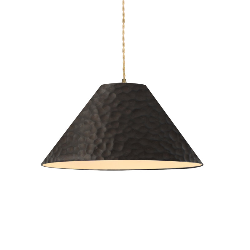 Radiance - Luminaire suspendu 1 lumière Avola - l 15 po x H 7,25 po - ampoule remplaçable - cordon torsadé beige, Fer martelé