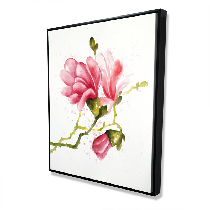 Fleurs de magnolia - Toile encadrée verte pour la chambre à coucher