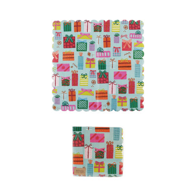 Serviettes de table festonnées en papier avec motif festif