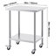 Table de travail en acier inoxydable 61 x 76 x 97 cm, équipée de 4 roulettes, 3 niveaux de hauteur réglables, table de préparation alimentaire robuste pour cuisines professionnelles et restaurants, argent-139081675