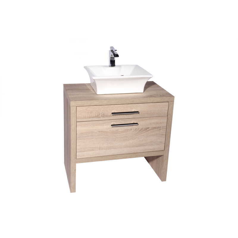 Hispania Home 15.16'' White Ceramic Square Bathroom Sink with Overflow