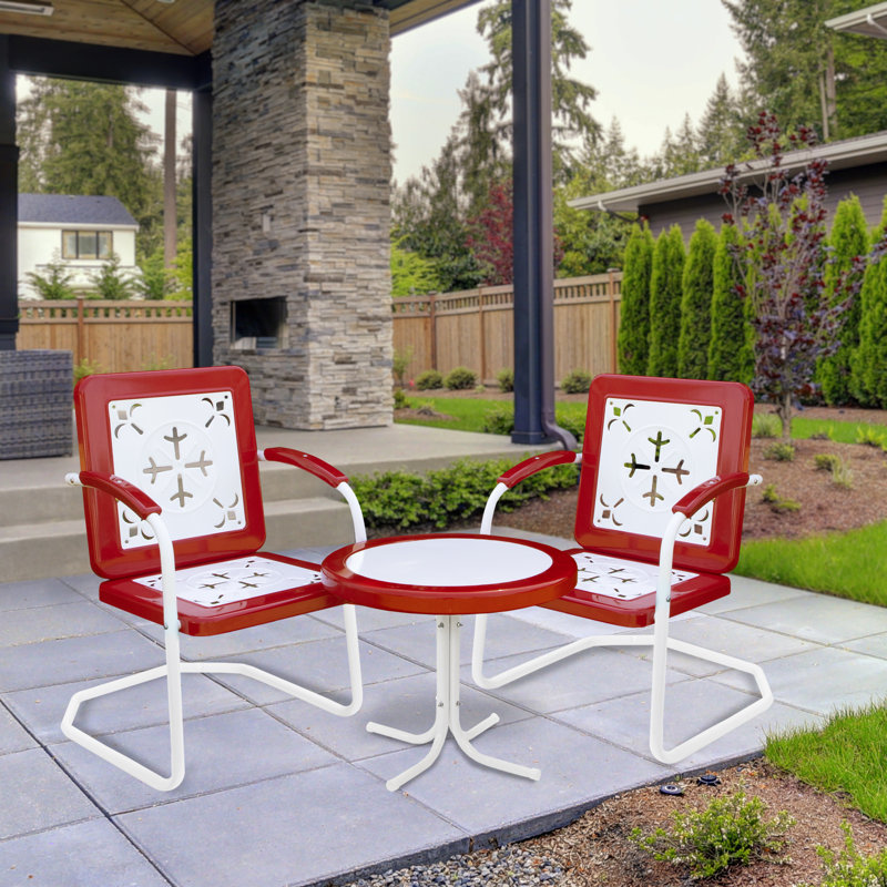 Fauteuil carré d'extérieur 35 po Tulip, Rouge / Blanc