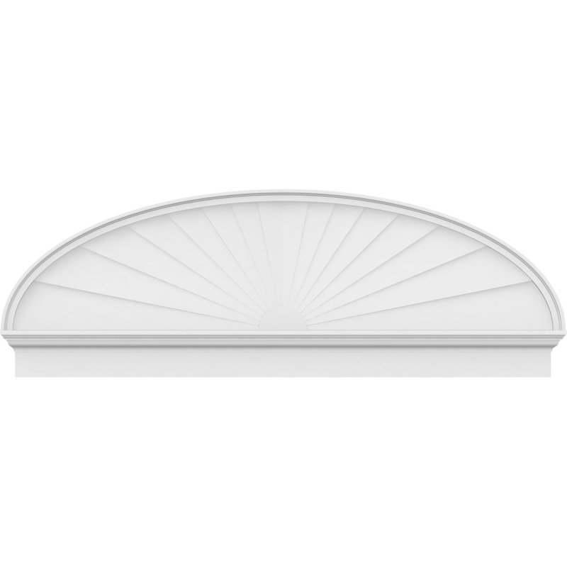 68"W x 23-7/8"H x 2-3/4"P Elliptical Sunburst Architectural Grade PVC Combination Pediment, 23-7/8" H  x 68" W  x  2-3/4" D
