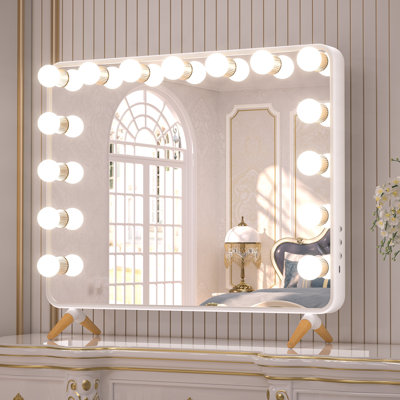 Brookmere LED Lighted Hollywood Makeup Mirror with USB Port Wall Mounted Vanity Mirror -  Mercer41, 6852C86232CD443C8DFD574417FBCADC