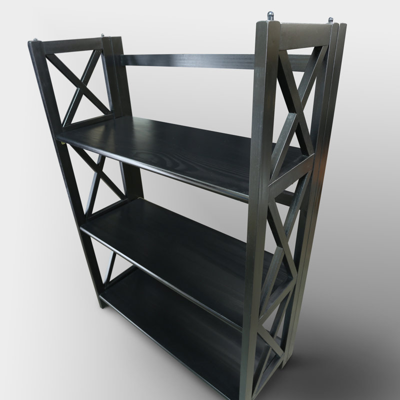 3-Shelf Folding Bookcase, Black