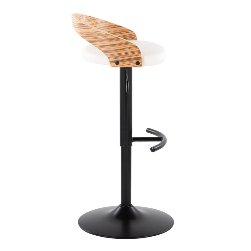 Tabouret de bar réglable et pivotant Grotto, Naturel / naturel, Blanc