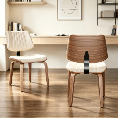 PU Leather Dining Chairs Set of 2 - Modern Plush Side Chairs for Kitchen & Dining Room, Comfortable & Durable,Beige