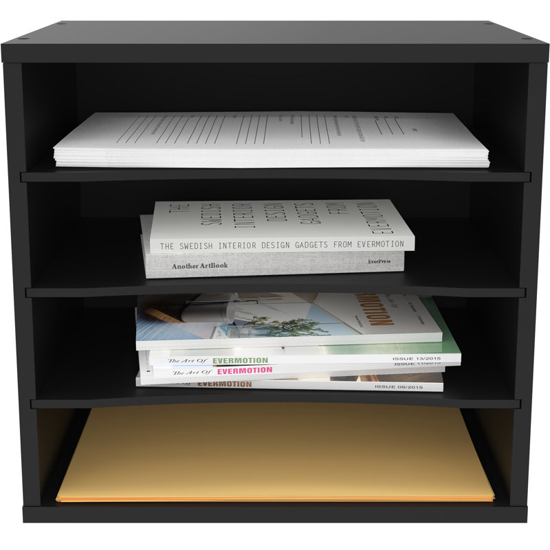 Ballucci Black Wood 4-Tier Adjustable Paper Organizer