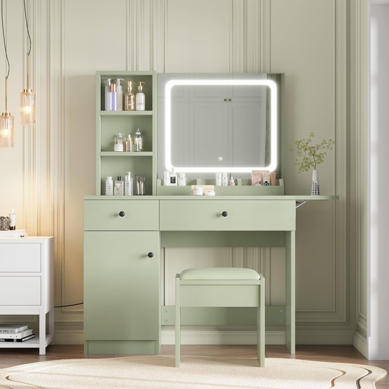 Bureau de maquillage avec miroir, Vert