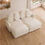 Canapés modulaires à compression, 2 places en chenille beige, style contemporain.-2050896749