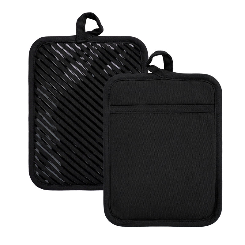FabStyles Cotton Potholder Set, Black