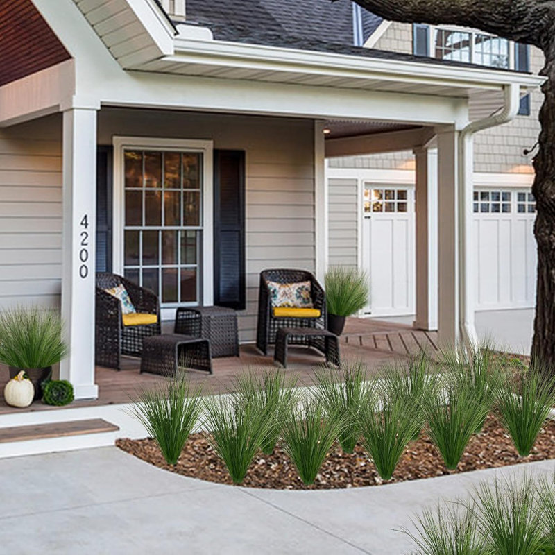 Artificial Grass,Fake Grass Artificial Shrubs Wheat Grass Greene...
