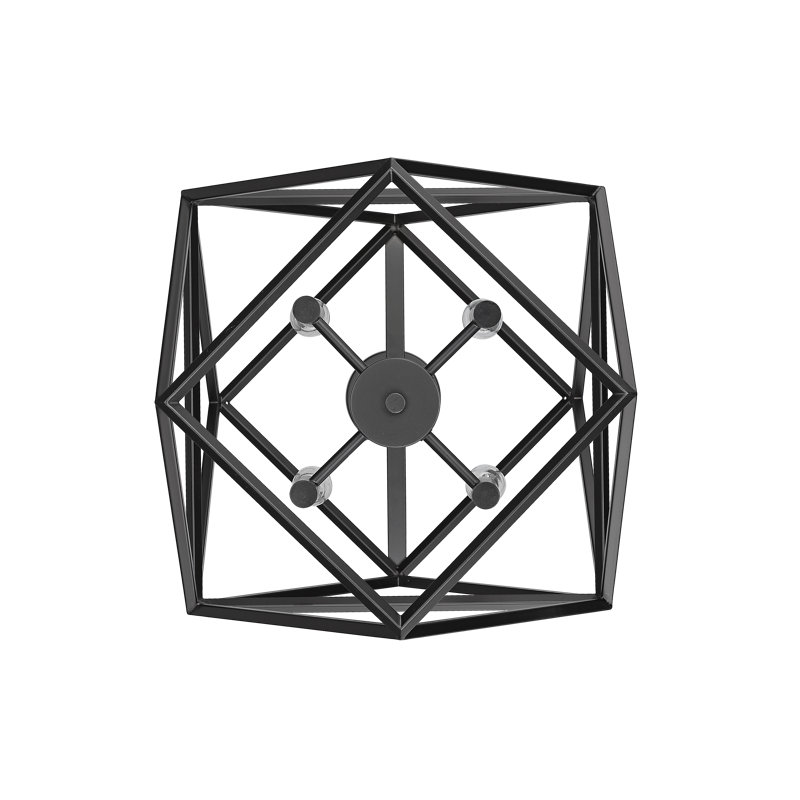 Luminaire suspendu géométrique unique à 4 lumières, Noir