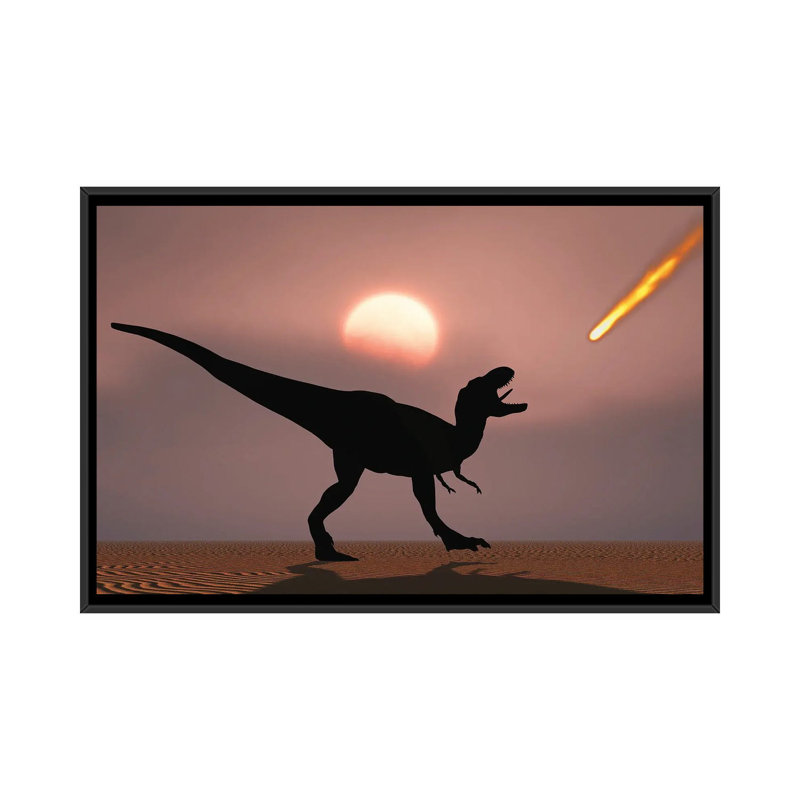 A Lone T-Rex Watches A Falling Asteroid That Will Bring About The Extinction Of All Dinosaurs by Mark Stevenson - Print on Canvas