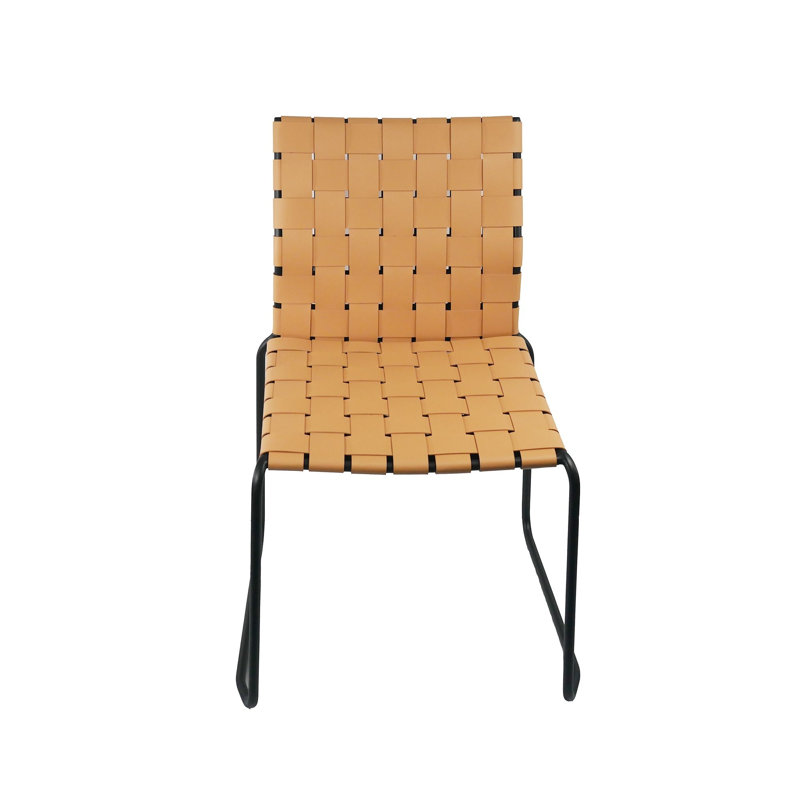 Ensemble de 4 chaises de salle à manger en cuir recyclé avec structure en acier noir Murrel, Sable