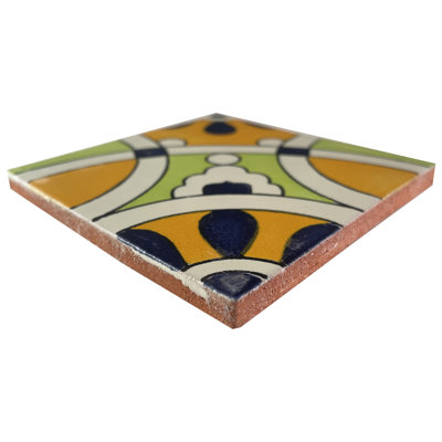 4.2" x 4.2" 9pcs TalaMex Nube Mexican Clay Tile Handmade Talavera Backsplash Mosaic