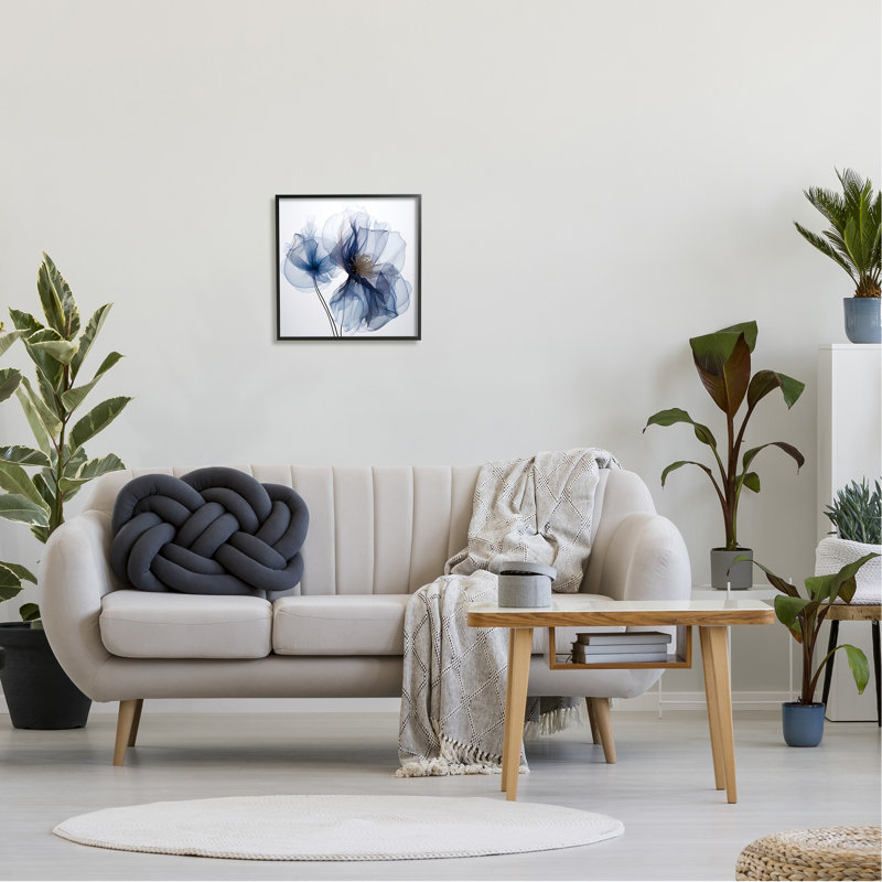 Az-480-fleurs bleues encadrées de rayons X, Giclée encadrée noir minuit, H 17 po x l 17 po x P 1,5 po