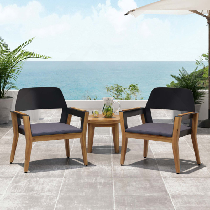Ensemble de 2 fauteuils club d'extérieur en bois d'acacia avec coussins résistants à l'eau, durables et élégants pour tout patio
