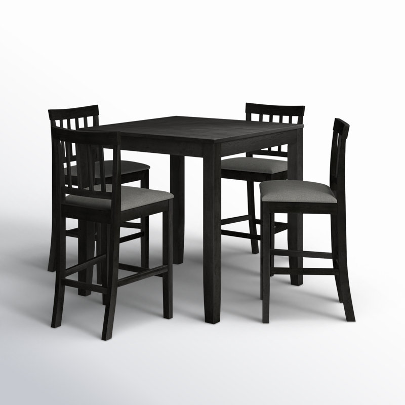 Ance 4-Person Solid Wood Counter-Height Dining Set, Black