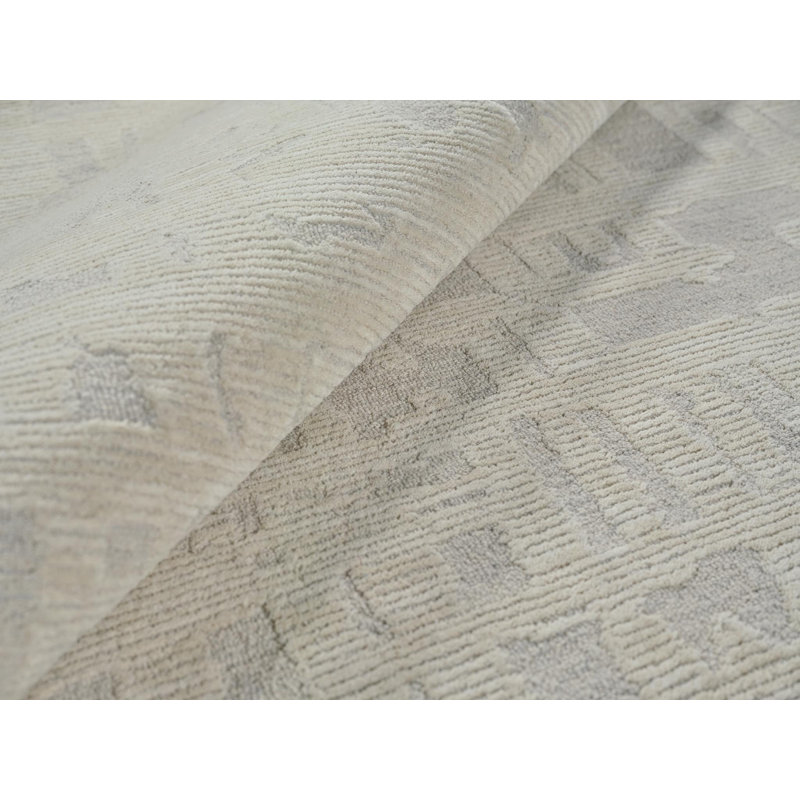 Aspen Hand Tufted Abstract Area Rug, Silver/Ivory, Rectangle 8' x 10'
