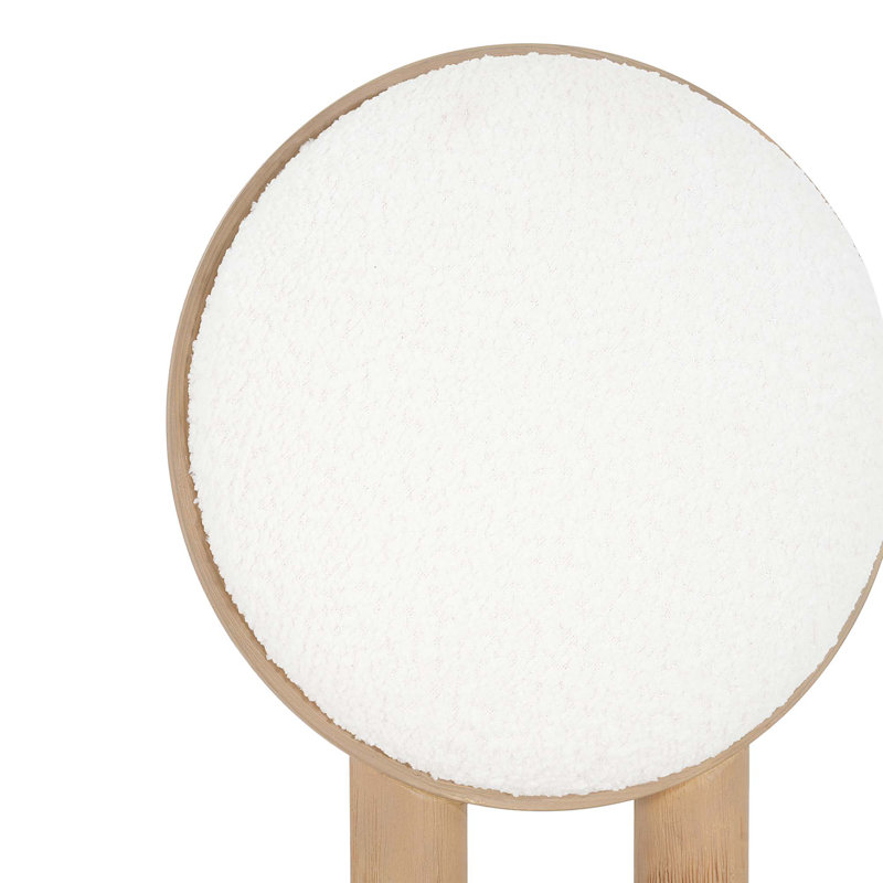 Chaise de salle à manger en polyester beige avec cadre en bois Kairan (ensemble de 2), Beige Boucle, Naturel