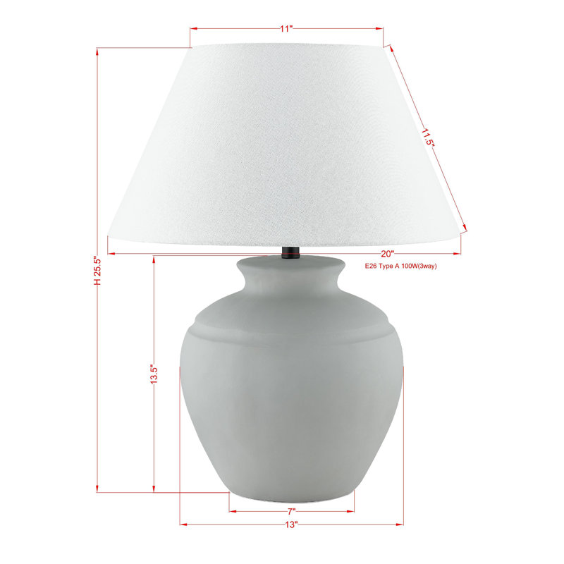 Lampe de table 25,5 "avec abat-jour en lin Bolton, gris