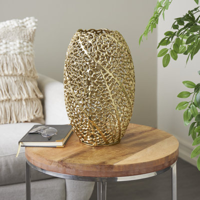 Trinty Aluminum Metal Metallic Coral Inspired Abstract Decorative Gold Vase