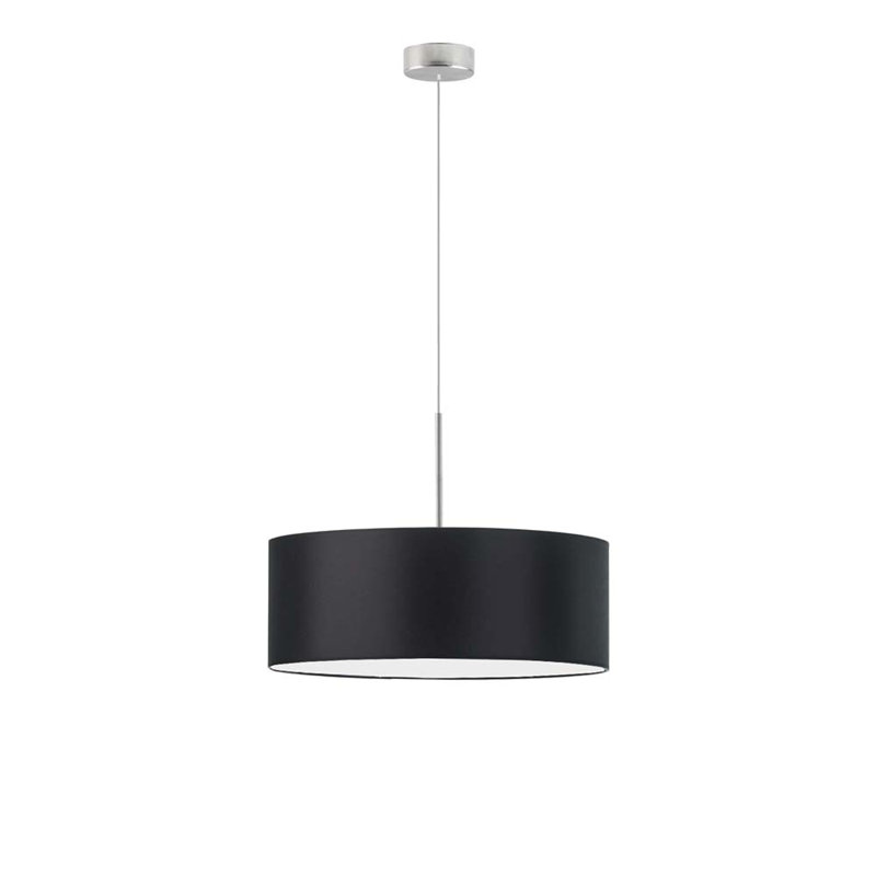 Aubryn 3 - Light Drum Pendant, 120cm H x 40cm W x 40cm D, Black, Brushed Steel
