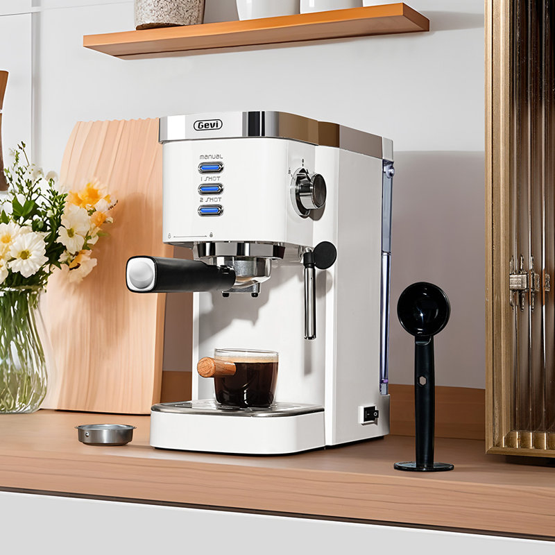 The Automatic Espresso Coffee Brewed Maker, White/Silver
