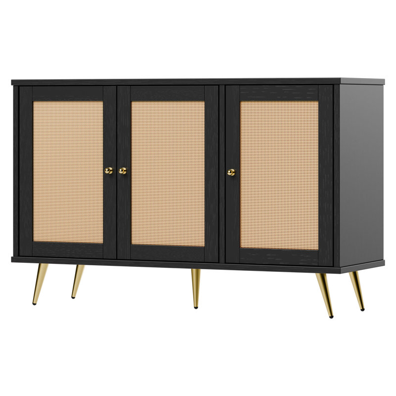 Hissop 3-Door Accent Cabinet, Black