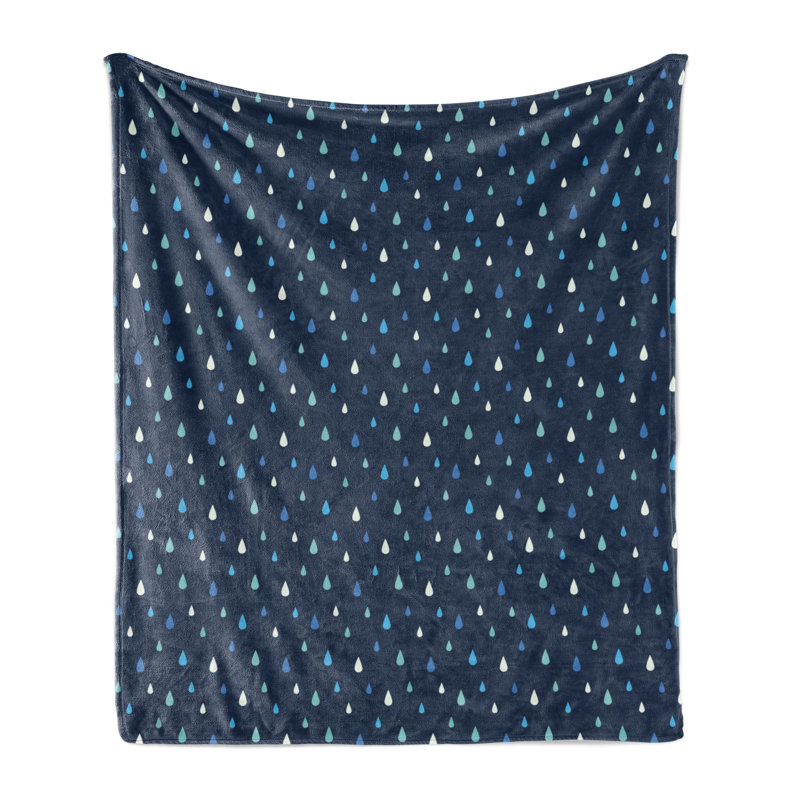 Ambesonne Fleece Throw Blanket, 50" W x 60" L, Indigo Rain Drops Turquoise